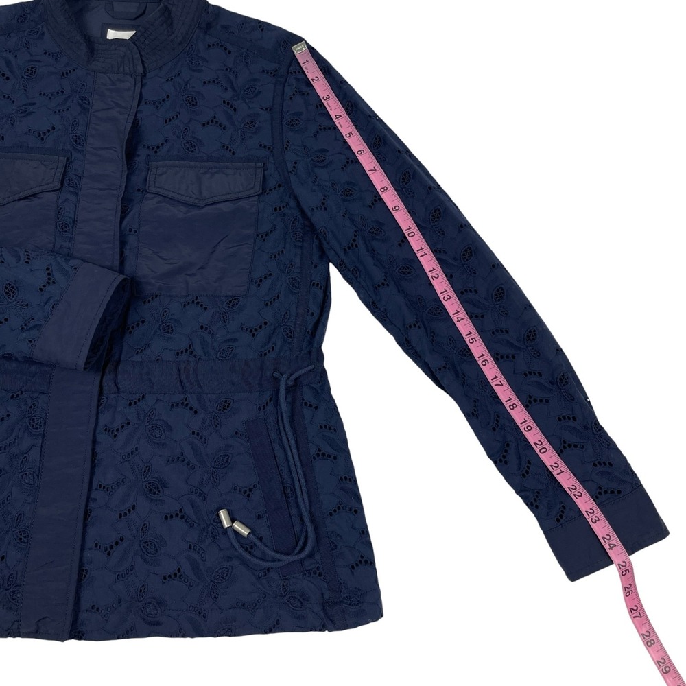 GAP Women's Utility Field Jacket Small Navy Eyelet Drawstring Waist Snap Front - Picture 11 of 13
